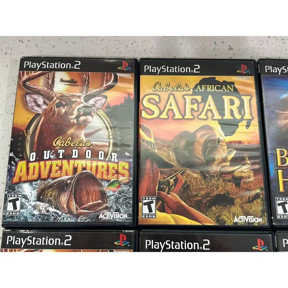 Cabela's Games Lot Of 8 Collection PS2 Playstation 2, Big Bass, Game Hunter, Ect